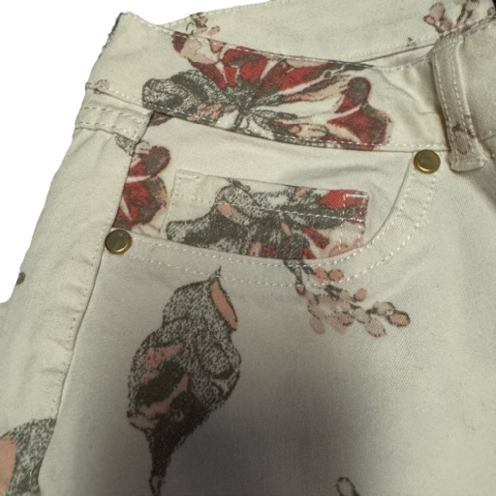 G.I.L.I. Ankle Jeggings Cream Denim Floral Size 2 Dual Stretch Jeans 27" inseam - Picture 4 of 17